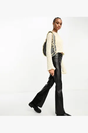 Noisy May Womens Tall faux leather flare trousers in - Size X-Large