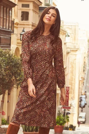 Sosandar Womens Animal Spot Print Fit & Flare Dress - Size 8 UK