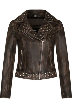 Infinity Womens Gothic Biker Jacket with Studs-Bilbao - - Size 16 UK