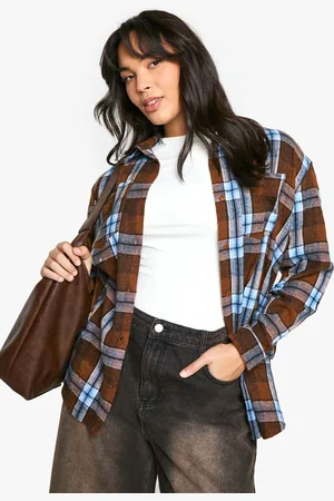 Boohoo Womens PLUS CHECKED OVERSIZED SHIRT - - Size 16 UK