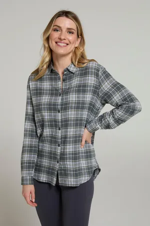 Mountain Warehouse Womens/Ladies Balsam Brushed Flannel Longline Shirt (Dark ) Cotton - Size 14 UK