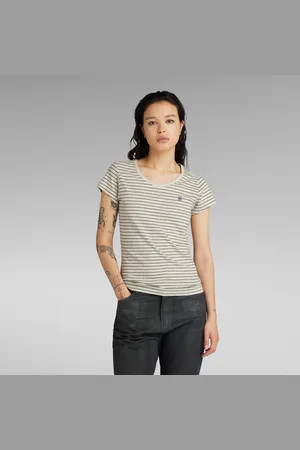 G-Star Womens G-Star RAW Stripe Eyben Slim V-Neck Top 2.0 - Cotton - Size 2XS