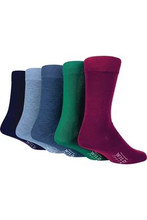 Wild Feet Wild Feet - 5 Pack Mens Breathable Plain Coloured Bamboo Socks - - Size 7-11 (UK Shoe)