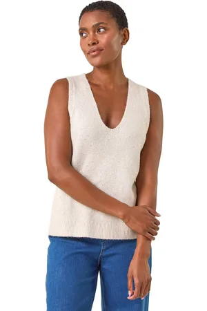 Roman Womens Sequin Embellished Knit Vest - - Size 12 UK