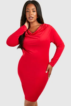 Boohoo Womens Plus Cowl Neck Slinky Mini Dress - - Size 28 UK