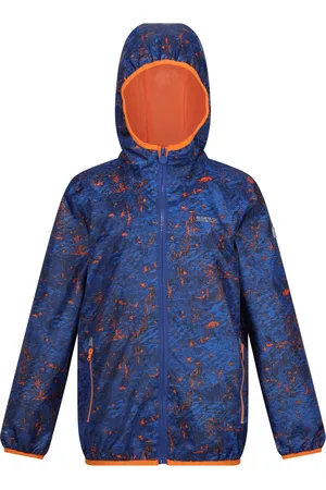 Regatta Childrens Unisex Great Outdoors Childrens/Kids Printed Lever Waterproof Packaway Jacket (New Royal) - - Size 3-4Y