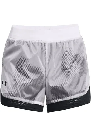 Under Armour Womens UA Woven Layered Shorts in White - - Size UK 16-18 (Womens)