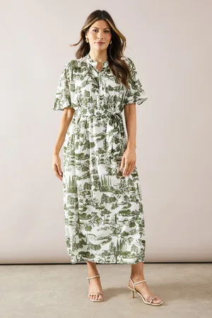 wallis Womens Printed Short Sleeve Shirt Dress - Viscose - Size Large