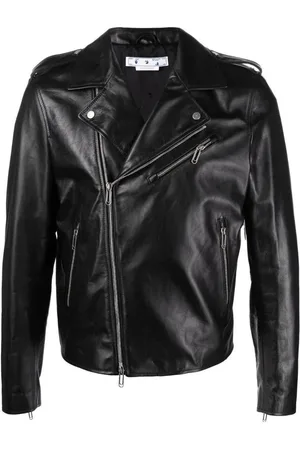 OFF-WHITE Mens Diag Tab Biker Leather Jacket - - Size X-Large