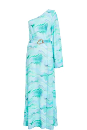 Quiz Womens Slinky Marble One Shoulder Fluted Dress - Size 10 UK