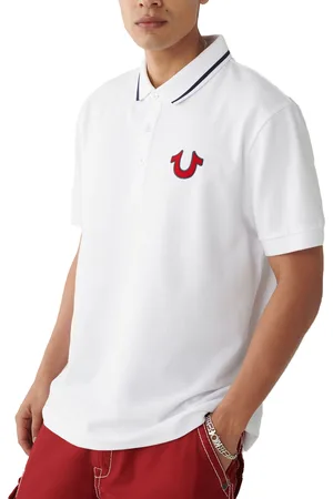 True Religion Mens Polo Shirt Signature Horseshoe Pique Tee - Cotton - Size Large