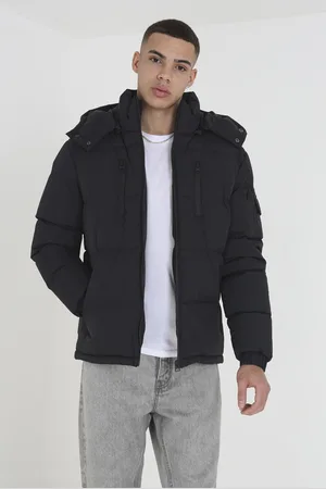 Brave Soul Mens Padded Jacket With Detachable Hood - Size Large