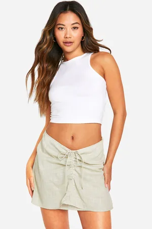 Boohoo Womens Cotton Ruched Side Mini Skirt - - Size 8 UK