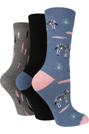 Wild Feet Womens Wild Feet - 3 Pack Ladies Animal Themed Fun Novelty Socks for Gift - Cotton - Size UK 4-6.5