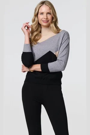 Izabel London Womens Colour Block High Neck Slim Jumper - Size 10 UK