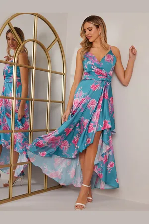 Chi Chi London Womens Petite Cami Floral Wrap Dip Hem Midi Dress in - Size 4 UK