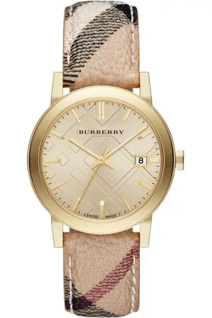 Burberry BU9026 The City Champagne Dial Check Strap WoMens Watch - - One Size