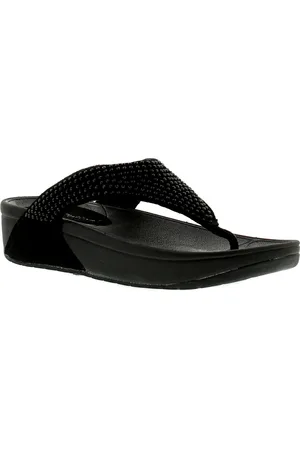 Platino Womens Wedge Sandals Flick Slip On Textile - Size UK 7