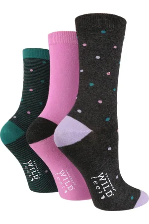 Wild Feet Womens Wild Feet - 3 Pack Ladies Breathable Patterned Bamboo Socks - Spots - - Size UK 4-6.5