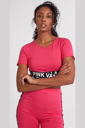 Pink Vanilla Womens Cross Band Crop Top - Size Medium