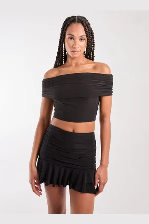 Pink Vanilla Womens Bardot Slinky Top - - Size Large