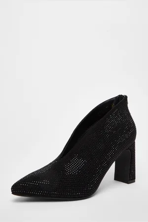 Quiz Womens Diamante Heeled Shoe Boots - Size UK 4