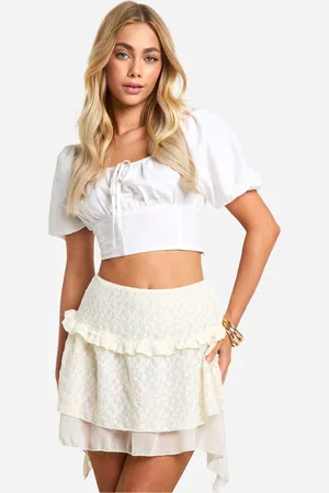 Boohoo Womens Tiered Frill Floaty Mini Skirt - Nylon - Size 8 UK