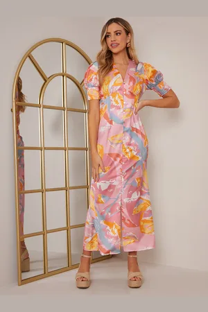 Chi Chi London Womens Long Sleeve Printed Midi Dress in - Size 10 UK