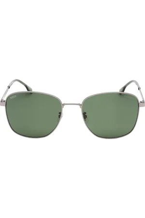 HUGO BOSS Mens Green Polarized Lens Matte Ruthenium Sunglasses - - One Size