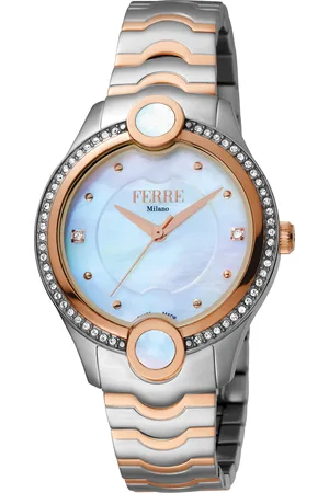 Ferre Womens FM1L082M0031 Rose Gold Watch/Band with Silver Dial - - One Size