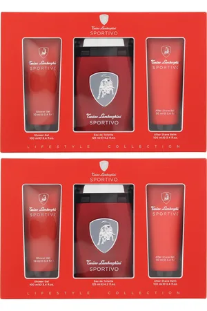 AUTOMOBILI LAMBORGHINI Mens Sportivo Eau De Toilette 125ml, Shower Gel + Aftershave Balm Set x 2 - One Size