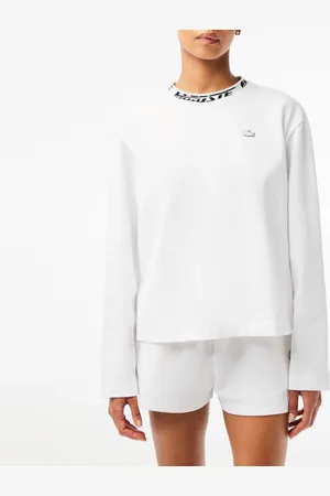 Lacoste Womens Logo Collar Oversized T-Shirt in Cotton - Size 8 UK