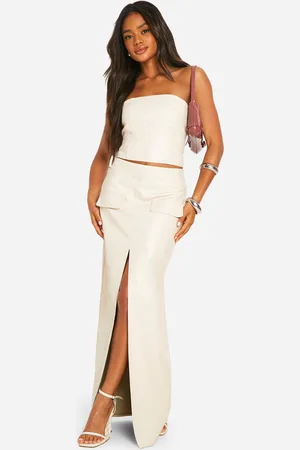 Boohoo Womens Faux Leather Pocket Detail Wrap Maxi Skirt - - Size 6 UK