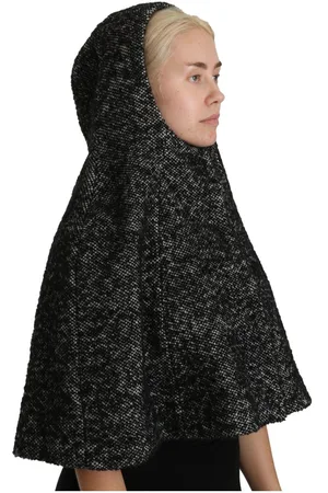 Dolce & Gabbana WoMens Gray Tweet Wool Shoulder Hat Hooded Scarf - - Size 57cm
