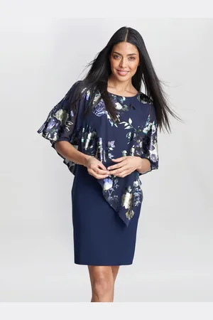 Gina Bacconi Womens Gaby Floral Printed Asymmetric Dress - - Size 18 UK