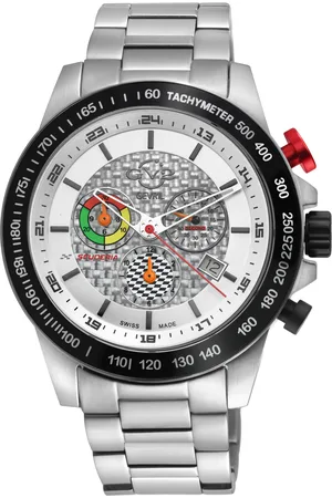 GV2 by Gevril Mens Scuderia White Dial Swiss Quartz Chronograph Date Watch - - One Size