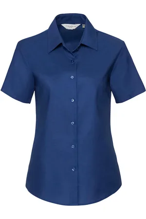 Russell Athletic Collection Womens/Ladies Oxford Short-Sleeved Shirt (Bright Royal Blue) - - Size 5XL