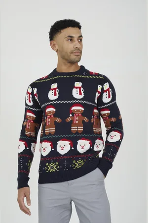 Brave Soul Mens Crew Neck Novelty Fairisle Christmas Jumper - - Size X-Large