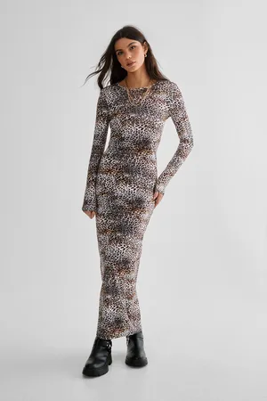 NASTY GAL Womens Multi Animal Print Long Sleeve Maxi Dress - - Size Small