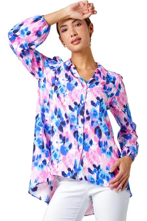 Roman Womens Abstract Print Dropped Hem Blouse - Viscose - Size 10 UK