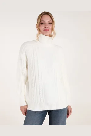 Blue Vanilla Womens High Neck Cable Knit Jumper - - Size Medium/Large