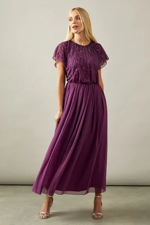 wallis Womens Petite Occasion Linear Embellished Midaxi Dress - - Size 14 UK