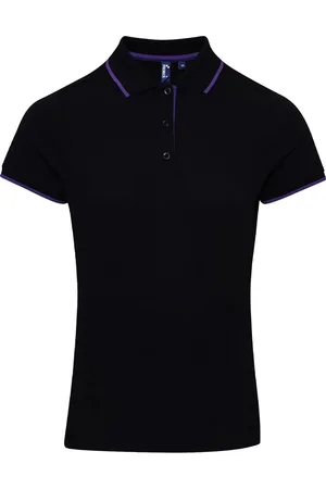 Premier Womens/Ladies Coolchecker Contrast Pique Polo Shirt ( /Purple) - Size 2XL