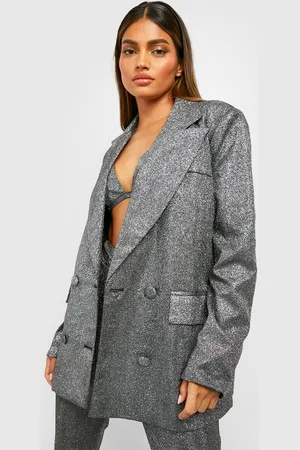 Boohoo Womens Glitter Oversized Tailored Blazer - - Size 12 UK