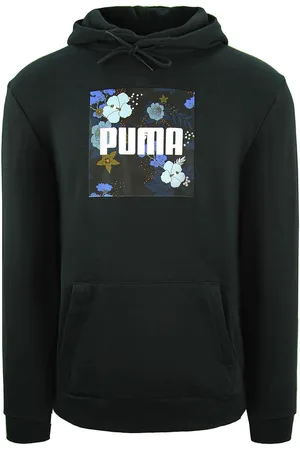 PUMA Graphic Logo Long Sleeve Pullover Mens Hoodie 596726 01 Cotton - Size Large