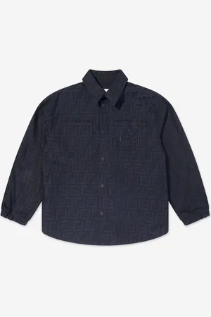 Fendi Kids Unisex FF Jacquard Shirt in Navy - - Size 10Y