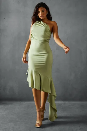 MissPap Womens Premium Asymmetric Frill Hem Bridesmaid Dress - - Size 10 UK
