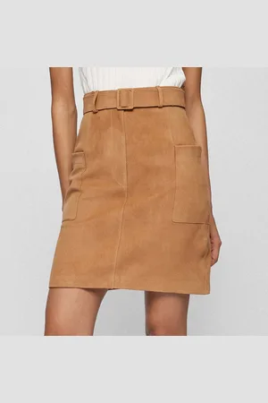 HUGO BOSS Womens Semita Leather Skirt in - Size 12 UK