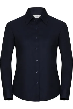 Russell Athletic Collection Ladies/Womens Long Sleeve Easy Care Oxford Shirt (Bright Navy) - - Size X-Small