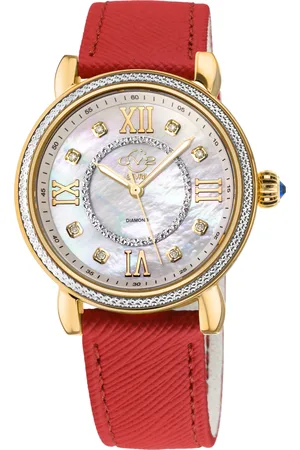 GV2 by Gevril Womens Marsala Diamond Swiss Quartz Genuine Saffiano Vegan Leather Watch - One Size